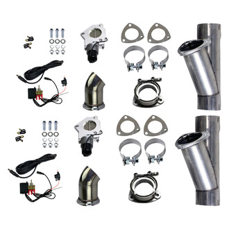 Granatelli Motor Sports® - Aluminized Mild Steel Dual Electronic Exhaust Cutout Valve Kit (3" Diameter)