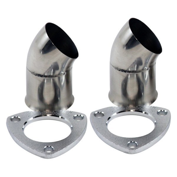 Granatelli Motor Sports® - 304 SS Polished Chrome Exhaust Turndowns with 3-Bolt Flange and Gaskets