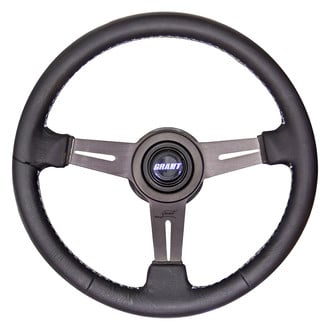 Grant® 1160 - 3-Spoke Collectors Edition Black Leather Steering Wheel with Slotted Black Spokes