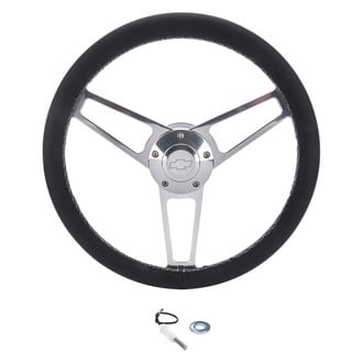Grant® - 3-Spoke Billet Classic Series Black Leather Wheel Installation Kit