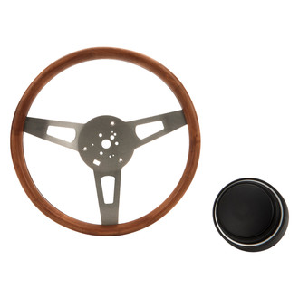 Grant® - 3-Spoke Classic Nostalgia Mopar Tuff Style Steering Wheel with Walnut Hardwood Grip
