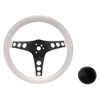 Grant® - 3-Spoke Classic Series Black Foam Steering Wheel with White Perforated Spokes