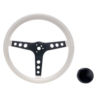 Grant® - 3-Spoke Classic Series Black Foam Steering Wheel with White Perforated Spokes