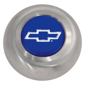 Grant® - Classic/Challenger Style Stainless Steel Horn Button with Blue/Silver Chevy Bowtie Emblem