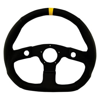 Grant® - 3-Spoke Performance GT Series D-Shaped Black Vinyl Steering Wheel with Yellow Top Marker