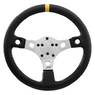 Grant® - 3-Spoke Performance GT Series Black Vinyl Steering Wheel with Yellow Top Marker