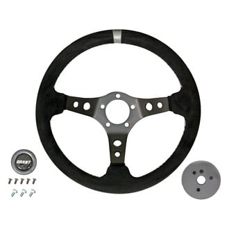 Grant® - 3-Spoke Racing Black Suede Steering Wheel with Marker on Top