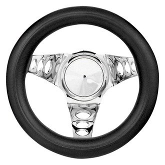 Grant® - 3-Spoke Classic Series Black Foam Steering Wheel with Chrome Perforated Spokes