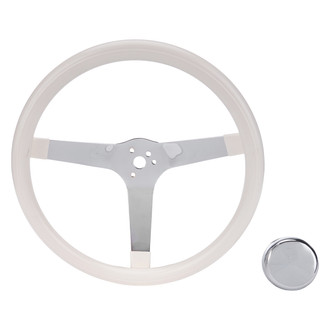 Grant® - 3-Spoke Classic Series Black Foam Steering Wheel with Solid Polished Spokes and White Grip