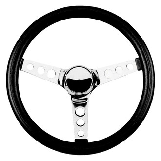 Grant® - 3-Spoke Classic Series Black Foam Steering Wheel with Chrome Perforated Spokes