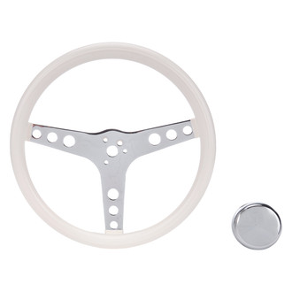 Grant® - 3-Spoke Classic Series Black Foam Steering Wheel with Chrome Perforated Spokes and White Grip