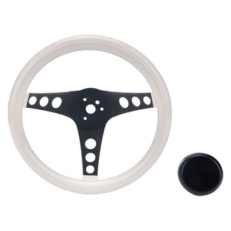 Grant® - 3-Spoke Classic Series Black Foam Steering Wheel with Chrome Perforated Spokes and White Grip