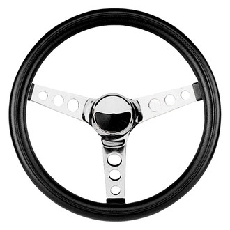 Grant® - 3-Spoke Classic Series Black Foam Steering Wheel with Chrome Perforated Spokes