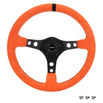 Grant® - 3-Spoke Race Ultrasuede Steering Wheel with Orange Grip Color