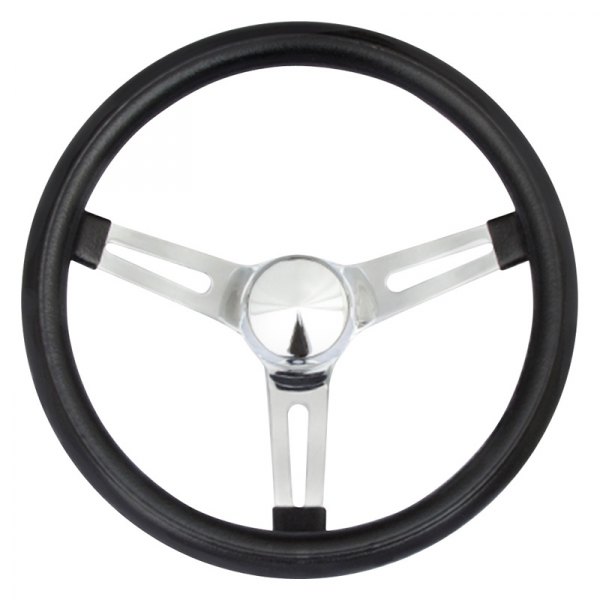 Grant® - 3-Spoke Classic Nostalgia Series Black Foam Steering Wheel with Chrome Slotted Spokes
