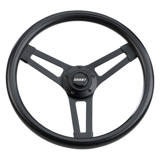 Grant® - 3-Spoke Classic 5 Series Black Foam Steering Wheel with Black Powder Coated Steel Spokes