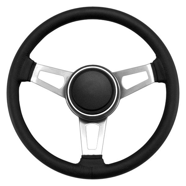 Grant® - 3-Spoke Matte Nickel CRS Steel Design Classic Nostalgia Series Steering Wheel with Black Leather Baseball Stitching Grip