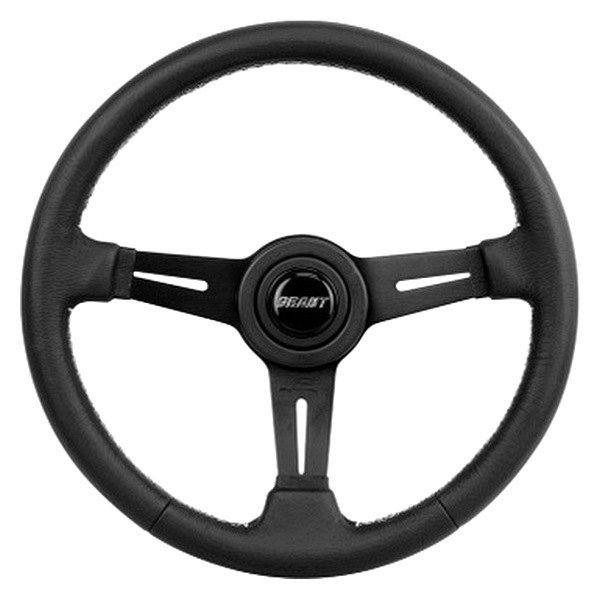 Grant® - 3-Spoke Collectors Edition Black Leather Steering Wheel with Slotted Black Spokes