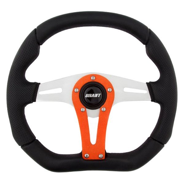 Grant® - 3-Spoke D Series Racing Steering Wheel with Orange Accent Spoke