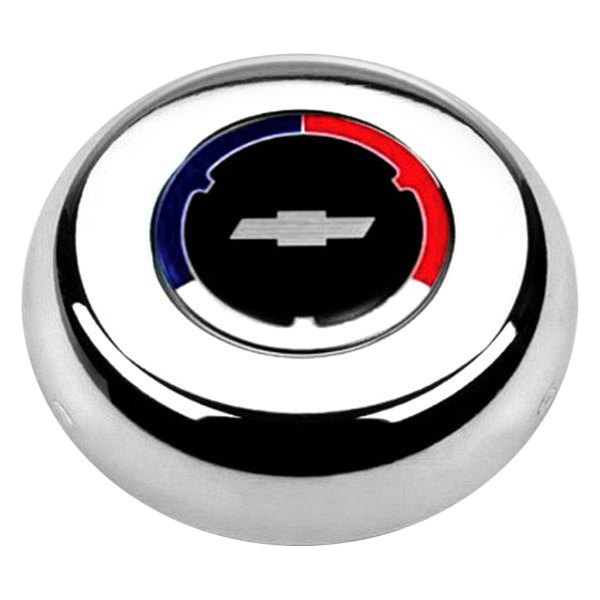 Grant® - Classic/Challenger Style Chrome Horn Button with Red/White/Blue Chevrolet Emblem