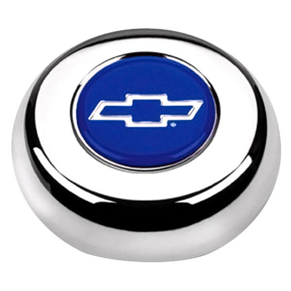 Grant® - Classic/Challenger Style Chrome Horn Button with Blue/Silver Chevy Bowtie Emblem
