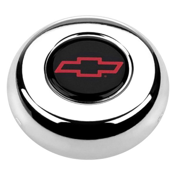 Grant® - Classic/Challenger Style Chrome Horn Button with Red/Black Chevy Bowtie Emblem
