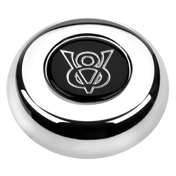 Grant® - Classic/Challenger Style Chrome Horn Button with Ford V-8 Emblem