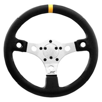 Grant® - 3-Spoke Performance GT Series Black Vinyl Steering Wheel with Yellow Top Marker