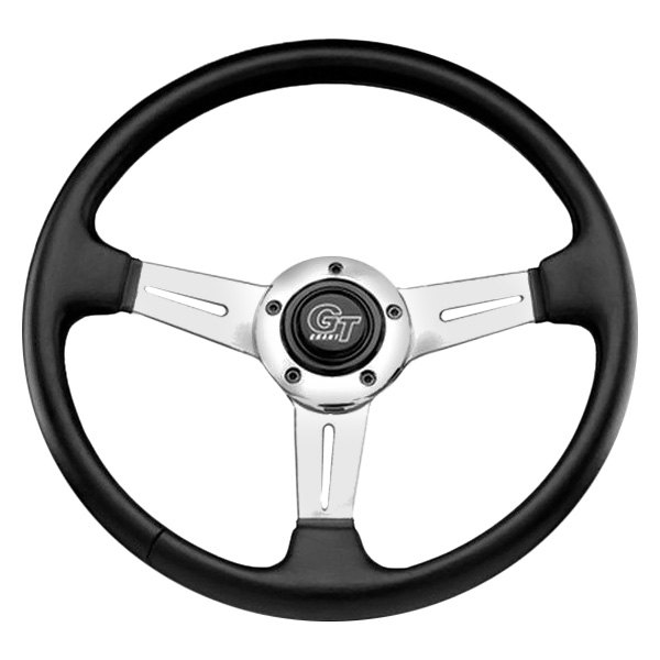 Grant® - 3-Spoke Polished Aluminum Design Elite GT Steering Wheel with Black Hand Stitched Leather Grained Vinyl Grip