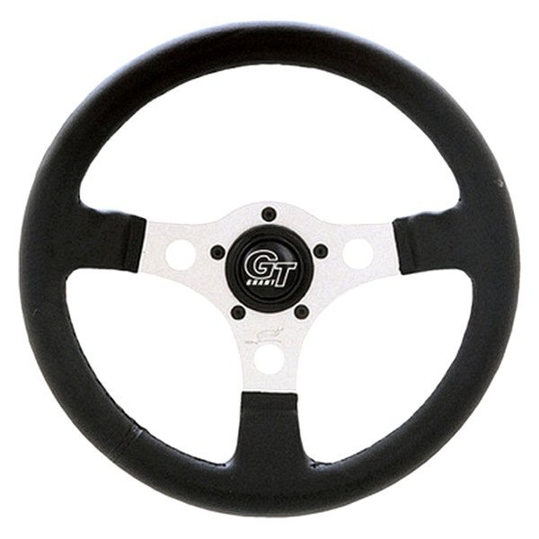 Grant® - 3-Spoke Signature™ Formula GT Black Leather Grained Vinyl Steering Wheel with Silver Spokes