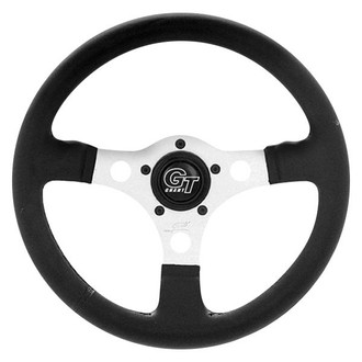 Grant® - 3-Spoke Signature™ Formula GT Black Suede Grained Vinyl Steering Wheel with Silver Spokes