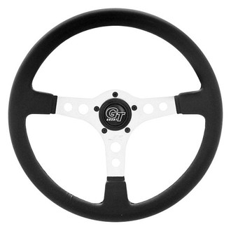 Grant® - 3-Spoke Signature™ Formula GT Black Leather Grained Vinyl Steering Wheel with Silver Spokes