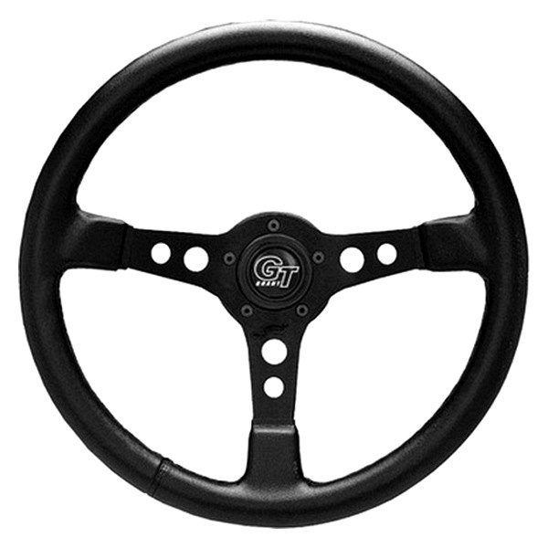 Grant® - 3-Spoke Signature™ Formula GT Black Leather Grained Vinyl Steering Wheel with Black Anodized Spokes