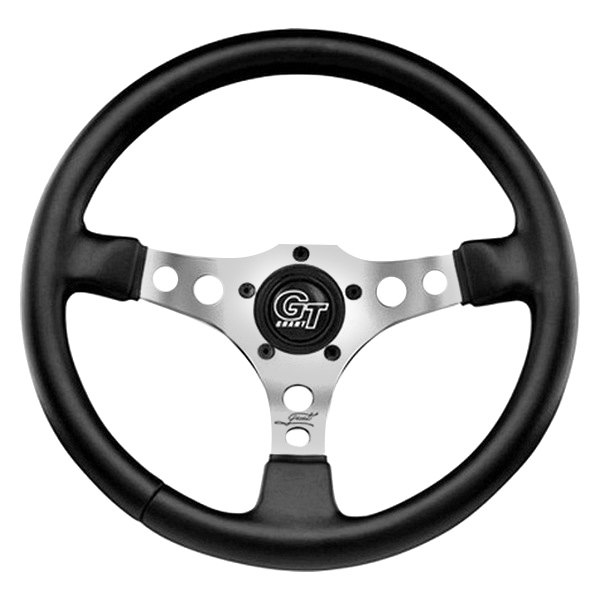 Grant® - 3-Spoke Signature™ Formula GT Black Leather Grained Vinyl Steering Wheel with Polished Spokes