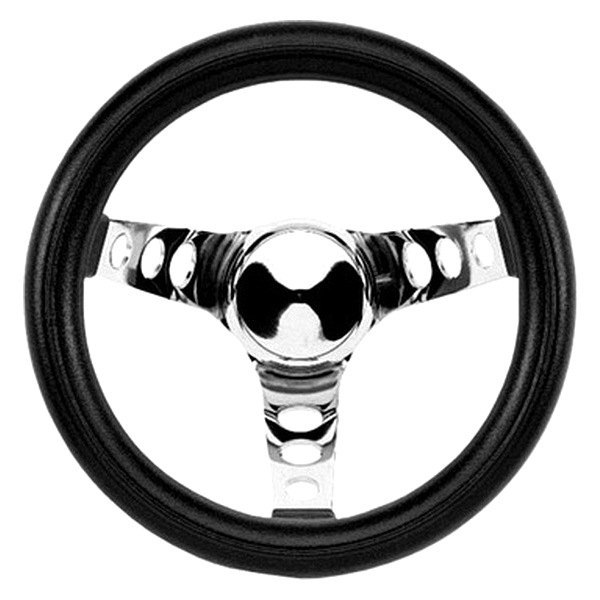 Grant® - 3-Spoke Classic Series Black Foam Steering Wheel with Chrome Perforated Spokes
