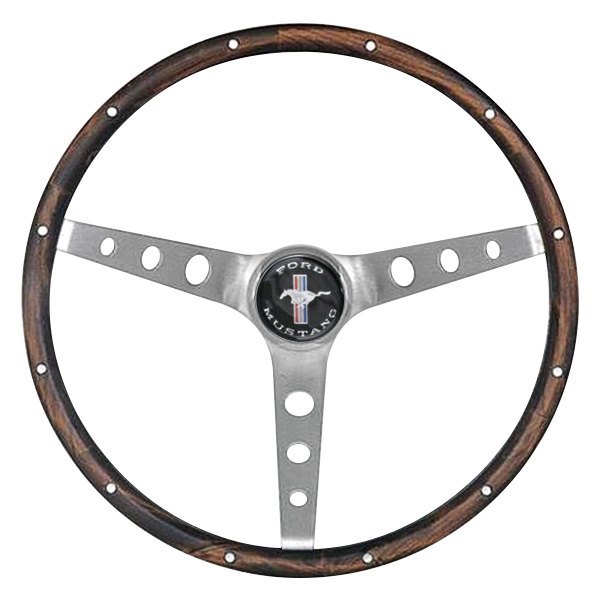 Grant® - 3-Spoke Brushed Stainless Steel Design Classic Nostalgia Series Steering Wheel with Walnut Hardwood Grip
