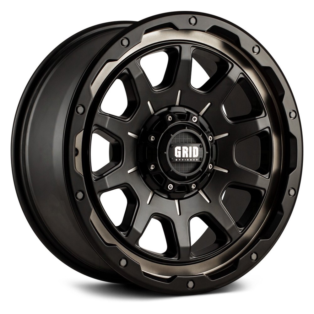 MATTE BLACK Rim Grid Off-Road GD4 Custom Wheel 0 Offset 17 x 9 5x150 Bolt Pattern 110.3mm Hub 