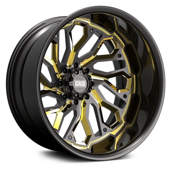 GRID OFF-ROAD FORGED® - GF17 2PC Gloss Black with Gold Accents