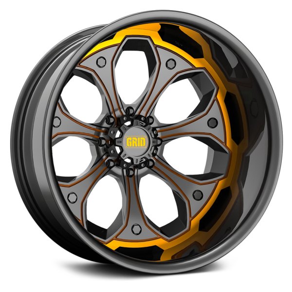 GRID OFF-ROAD® - GF20 2PC Metallic Gray with Black Accents and Yellow Details