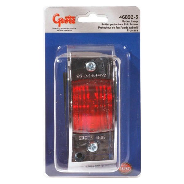 Grote® - 4.75" Chrome-Armored Rectangular Screw Mount Clearance Marker Light