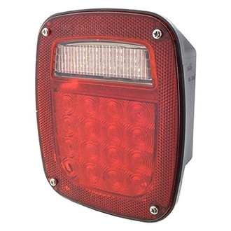 Grote® - Driver Side Hi Count™ Red Bracket Mount LED Combination Tail Light with License Window and Side Marker Light