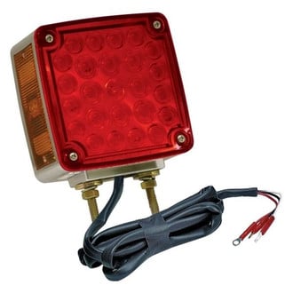 Grote® - Driver Side Hi Count™ Double Face Chrome Red/Amber Stud Mount LED Combination Tail Light with Side Marker Light