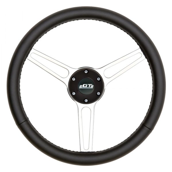  GT Performance® - 3-Spoke GT3 Retro Gasser Slot Style Black Leather Steering Wheel
