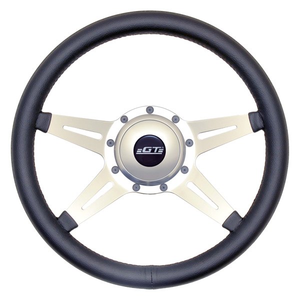 GT Performance® - 4-Spoke GT3 Retro Black Leather Steering Wheel with Satin Spokes
