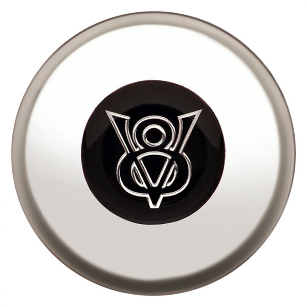 GT Performance® - GT3 Smooth Gasser/Euro Colored V-8 Emblem Polished Horn Button