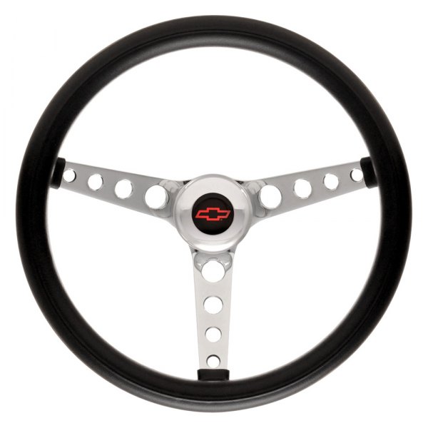 GT Performance® - 3-Spoke GT3 Classic Hole Style Foam Steering Wheel with Chrome Spokes