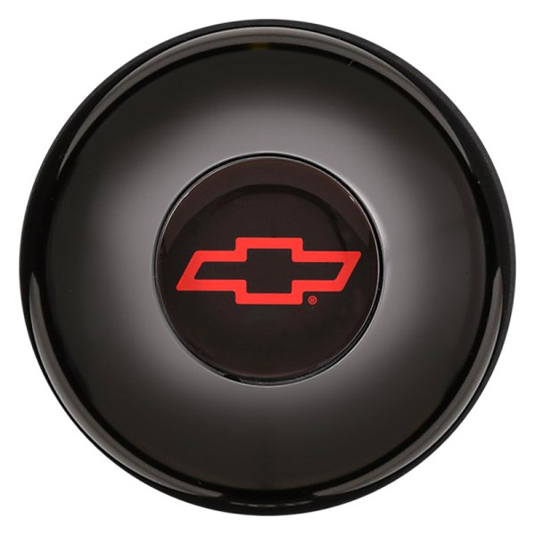 GT Performance® - GT3 Smooth Gasser/Euro Colored Chevy Bowtie Black Anodized Horn Button