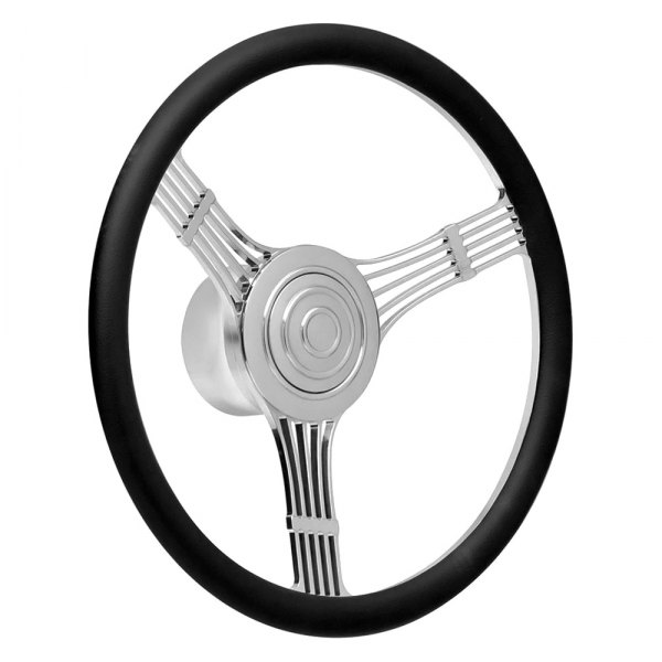  GT Performance® - 3-Spoke GT9 Retro Half Grip Banjo Style Black Leather Steering Wheel