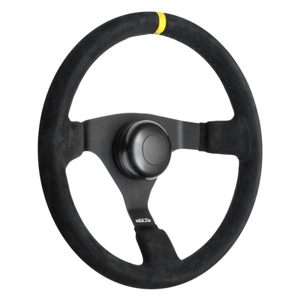  GT Performance® - 3-Spoke GT3 Pro-Touring Switchback Suede Steering Wheel with Yellow Top Marker