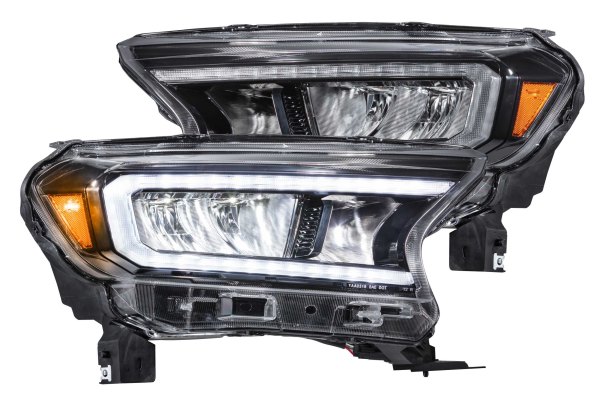 GTR Lighting® - Carbide Gloss Black LED Headlights with Sequential DRL, Ford Ranger